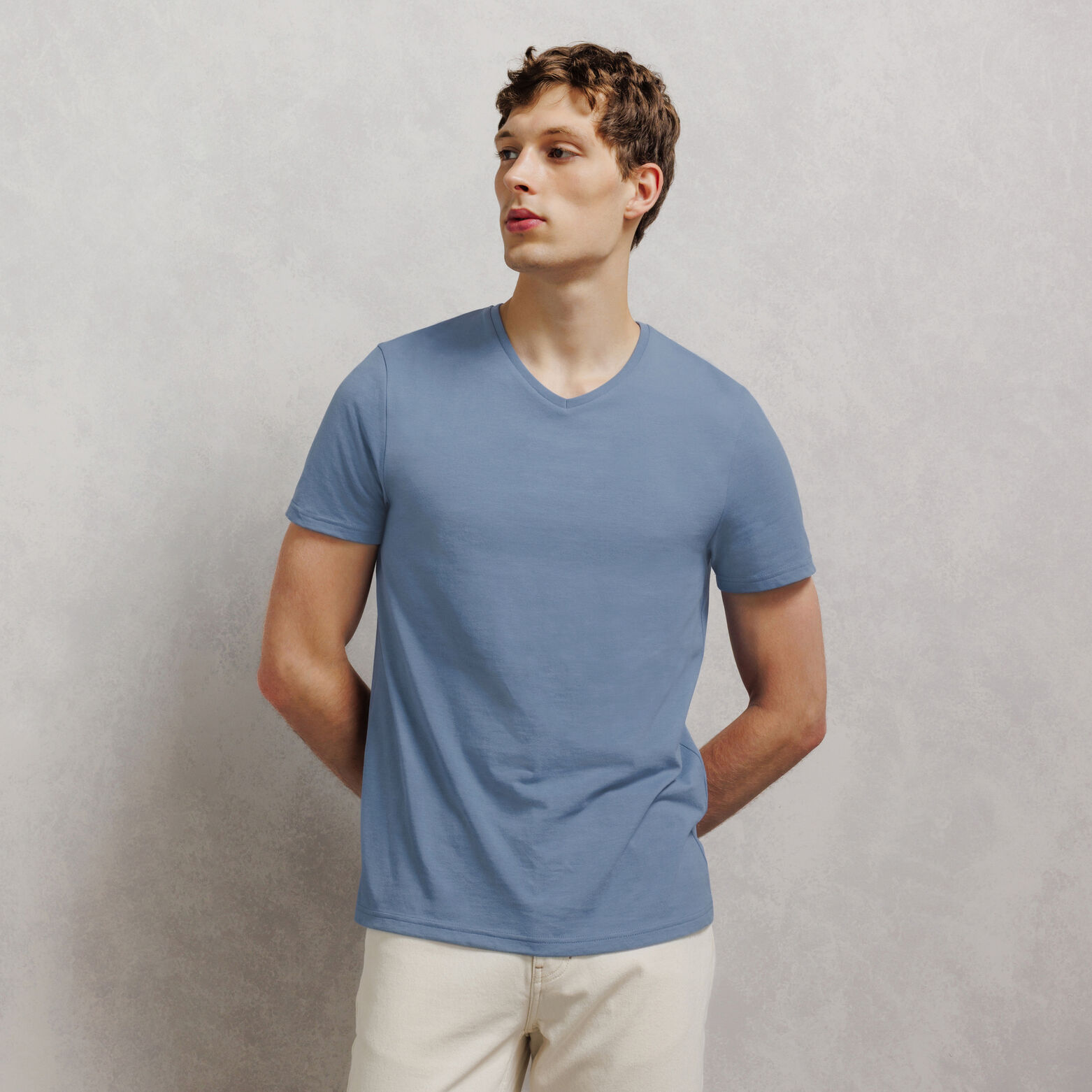 Tee shirt col V en coton