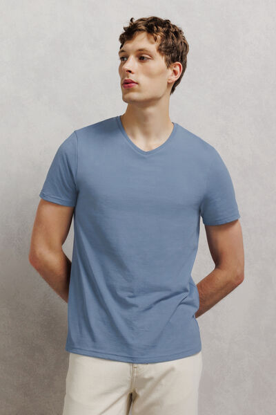 Tee shirt col V en coton