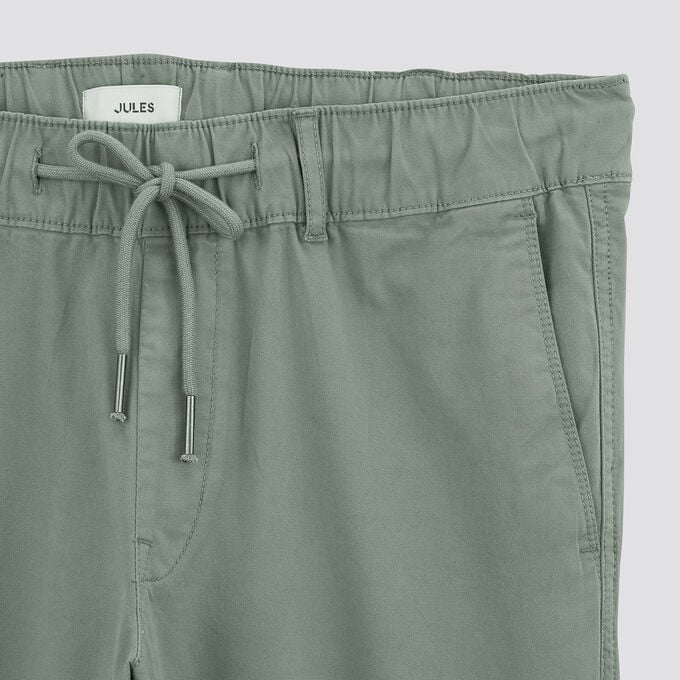Pantalon chino slim lavé taille élastiquée