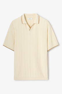 Polo en maille col resort jeux de points fantaisie