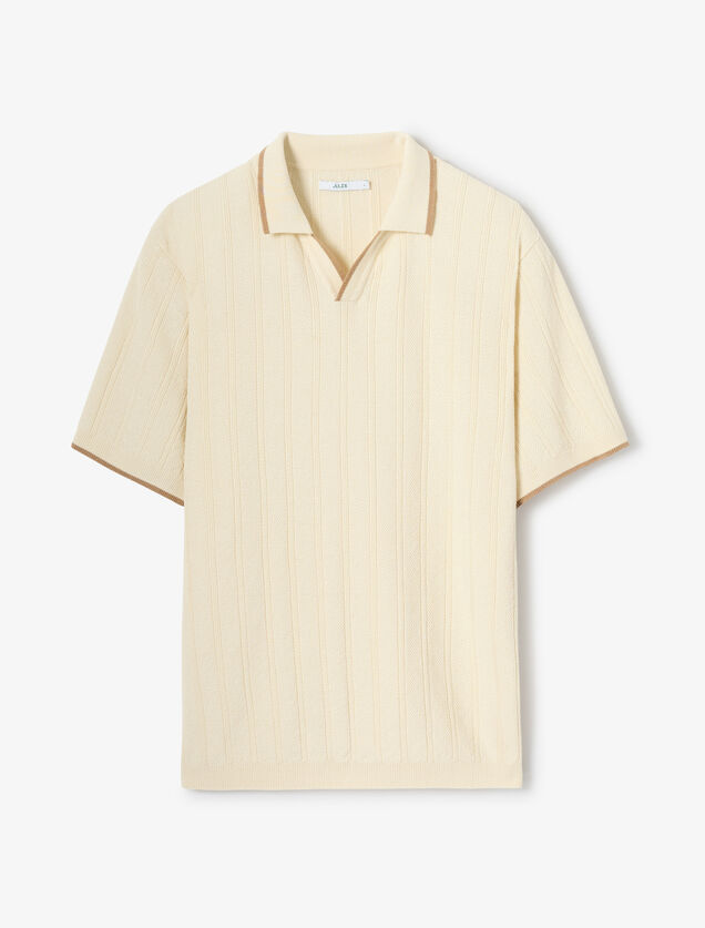 Polo en maille col resort jeux de points fantaisie