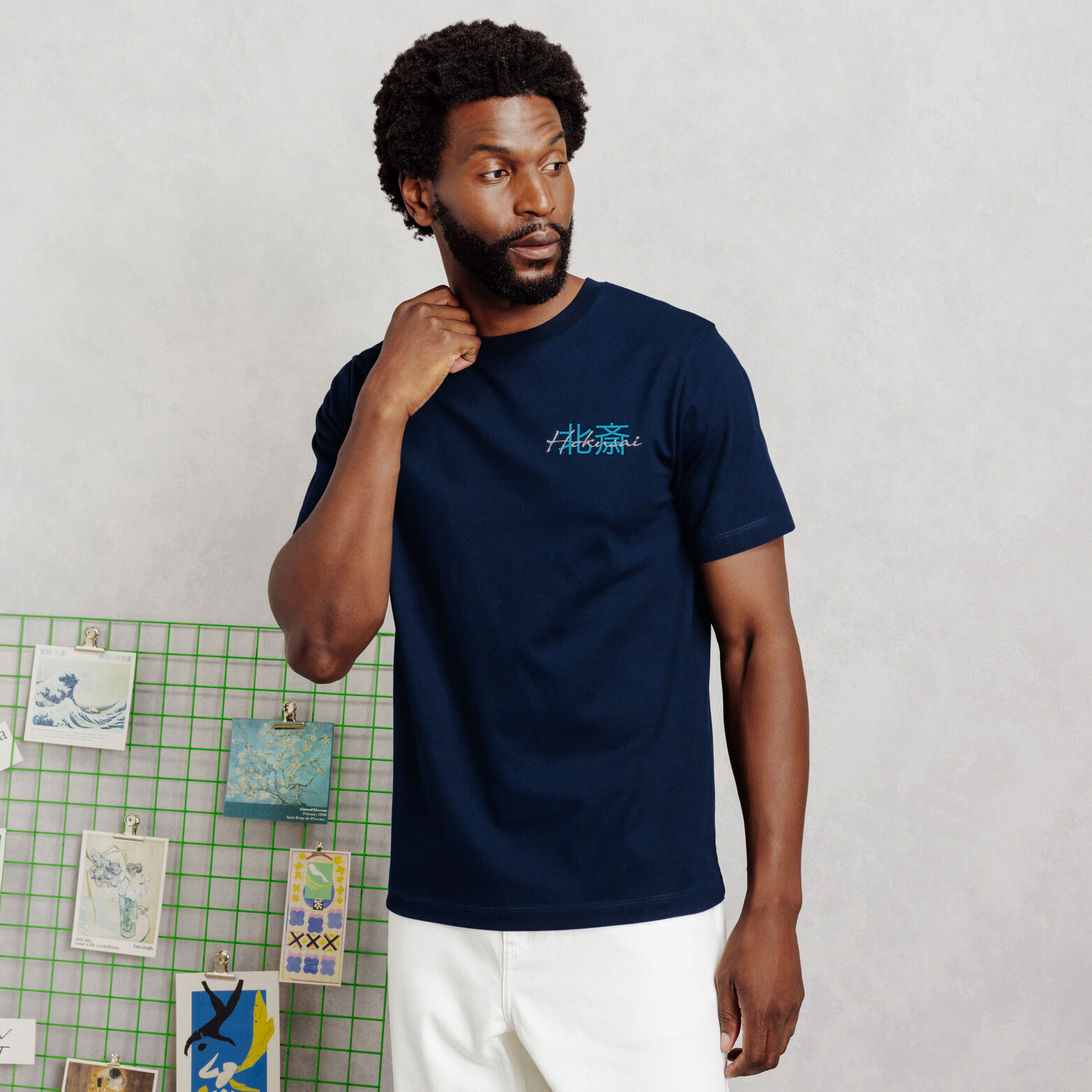 T-shirt met print voor en achter licentie Hokusai