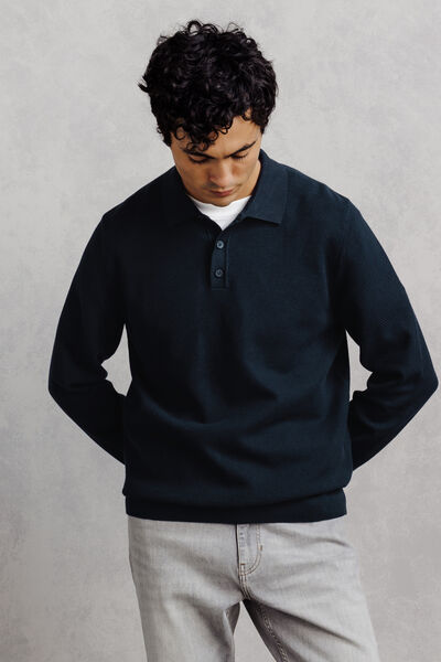 Pull col polo boutonn&eacute; fantaisie