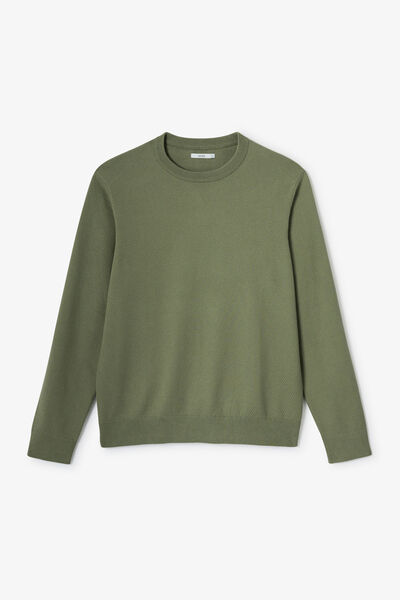 Pull col rond jeux de points fantaisie