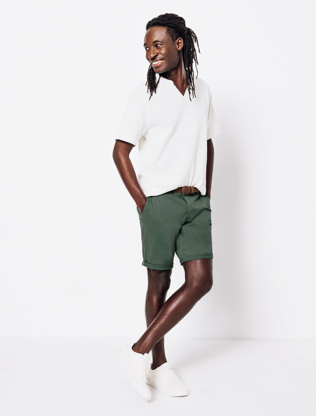 Bermuda chino uni avec ceinture