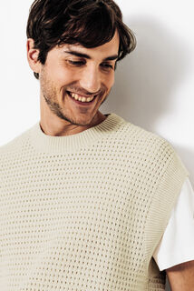 Pull sans manches jeux de points fantaisie