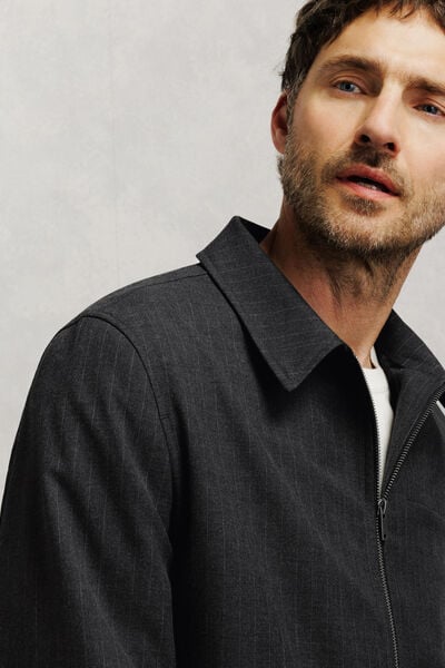 Veste zipp&eacute;e col chemise ray&eacute;e