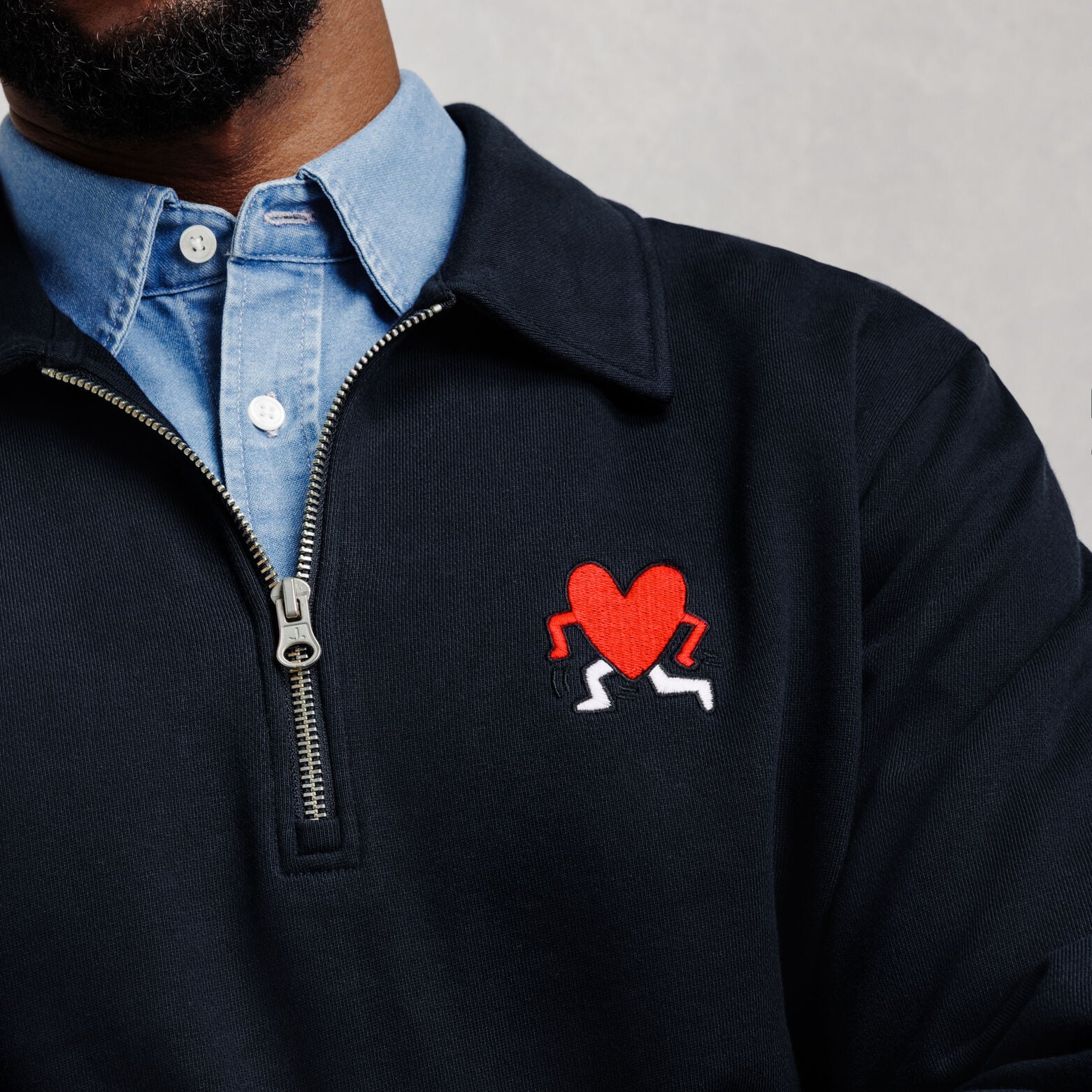 Sweater met ritskraag licentie Keith Haring