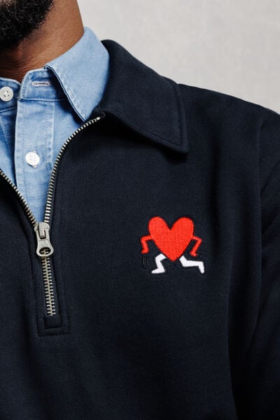 Sweater met ritskraag licentie Keith Haring