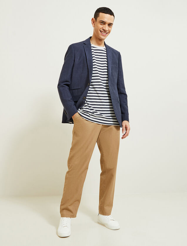 Tee shirt col rond marinière brodé