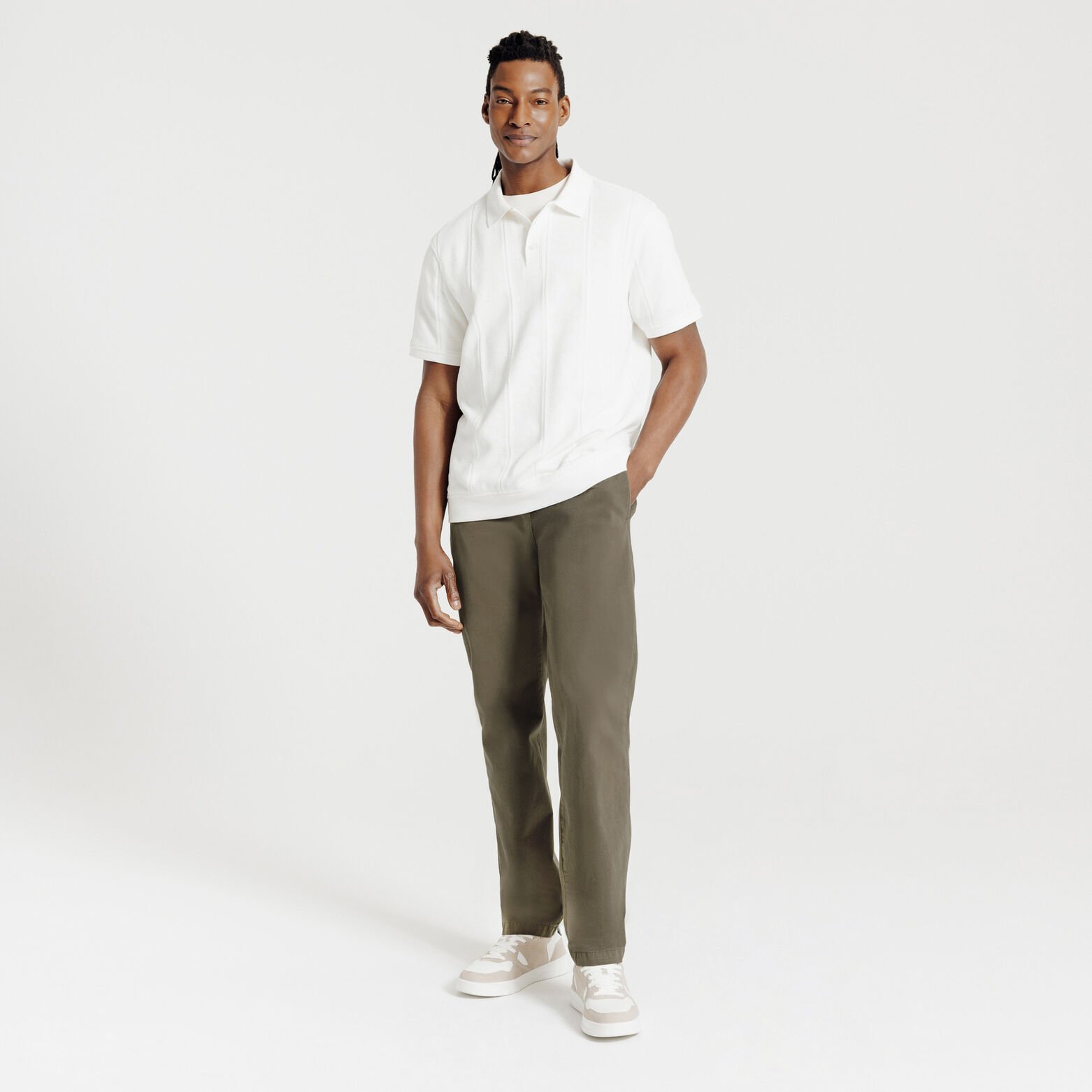 Pantalon straight taille &eacute;lastiqu&eacute;e