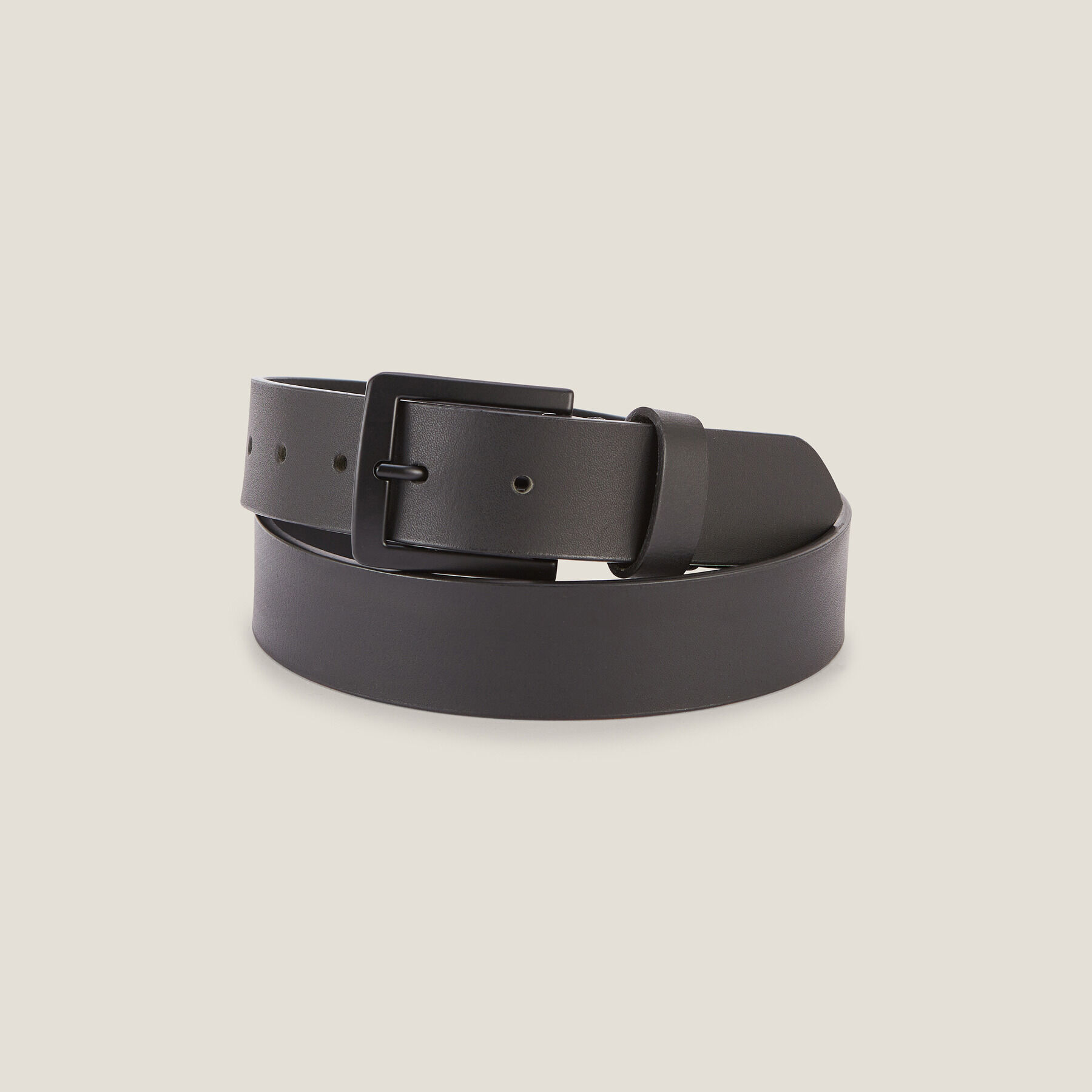Ceinture en cuir a boucle Noir Jules