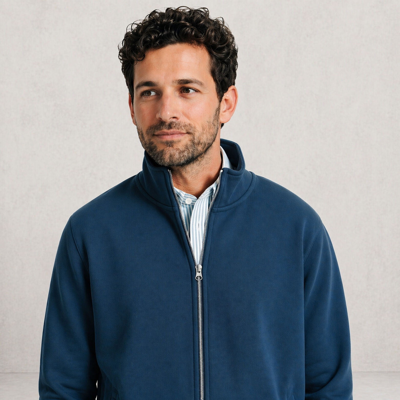 Sweat veste zipp&eacute;e col montant uni heavy weight