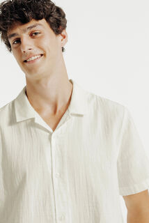 Chemisette en gaze de coton col requin