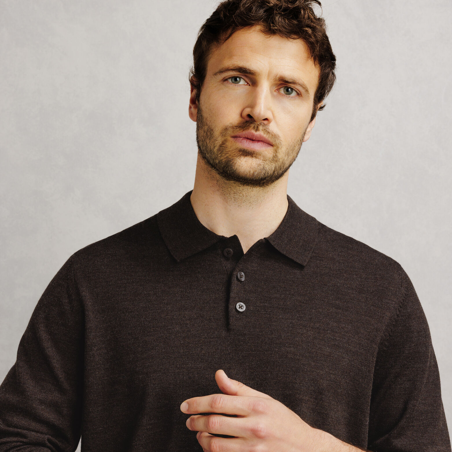 Pull col polo boutonn&eacute; 100% m&eacute;rinos