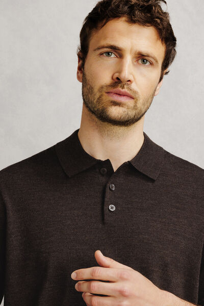 Pull col polo boutonn&eacute; 100% m&eacute;rinos