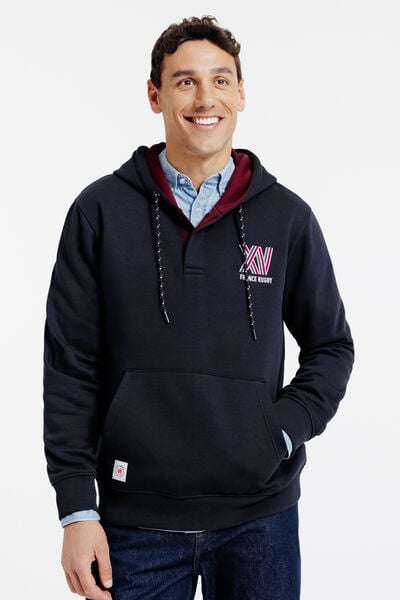 Sweat &agrave; capuche brod&eacute; licence France Rugby