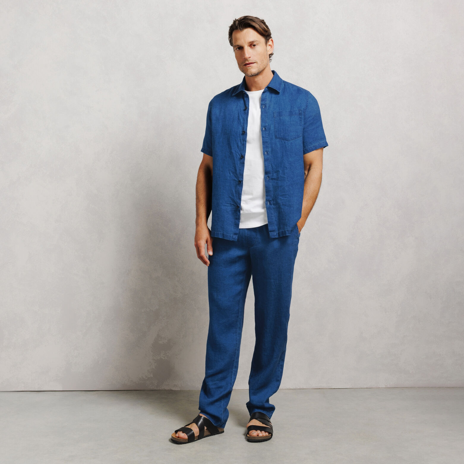 Pantalon tapered 100% lin