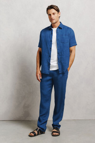 Pantalon tapered 100% lin