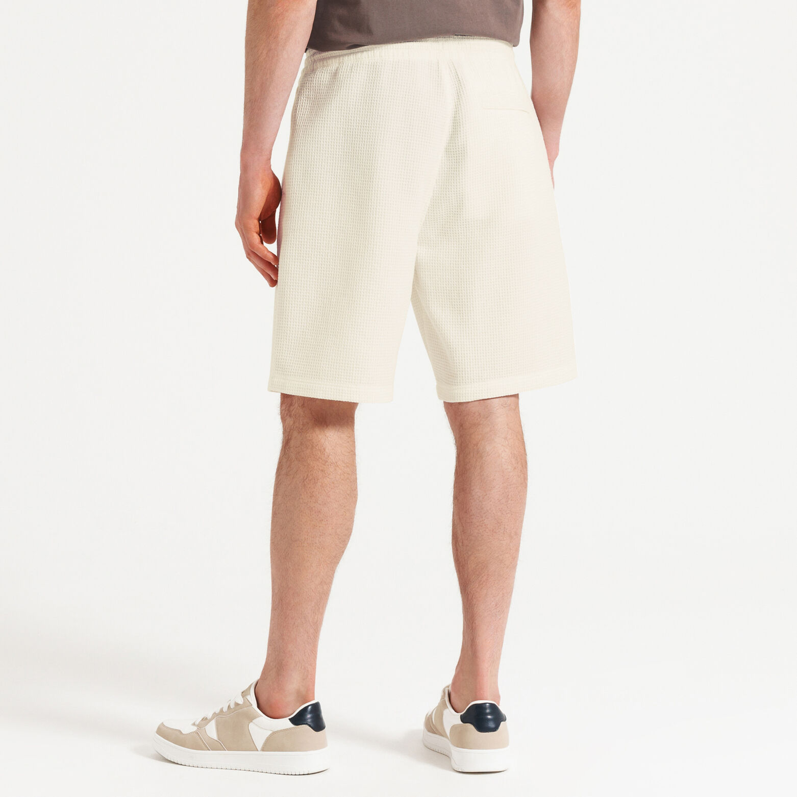 Bermuda in wafelstof met elastische tailleband