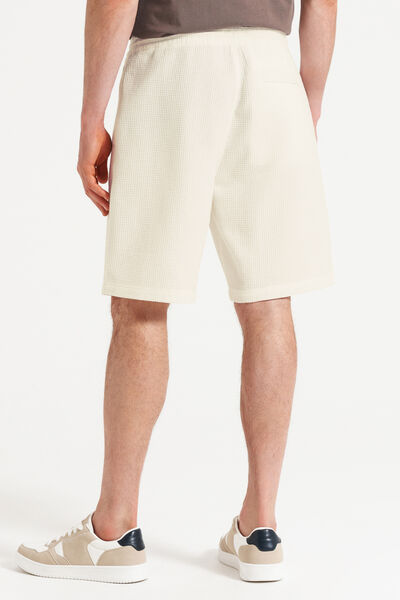 Bermuda in wafelstof met elastische tailleband