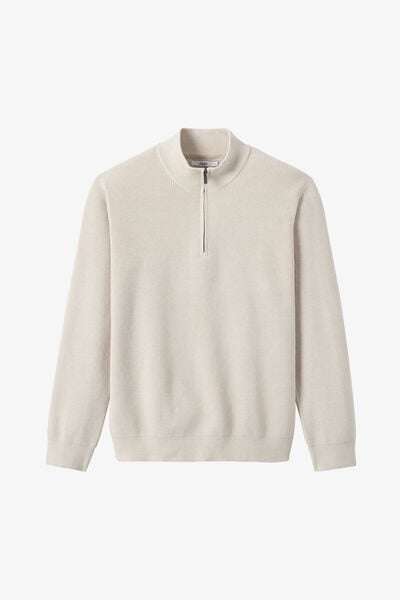 Pull col montant zipp&eacute; gaufr&eacute;