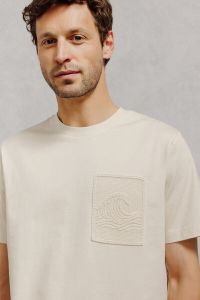 Tee shirt poche esprit plage macram&eacute;