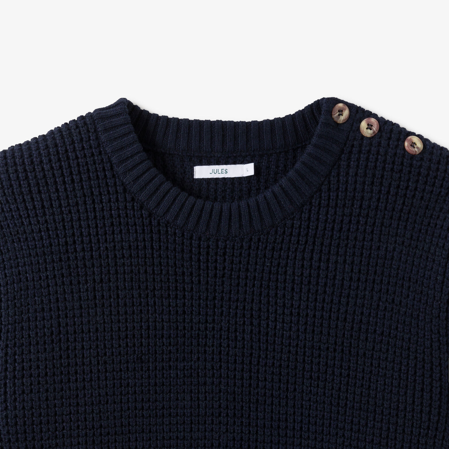 Pull col rond boutonné gaufré