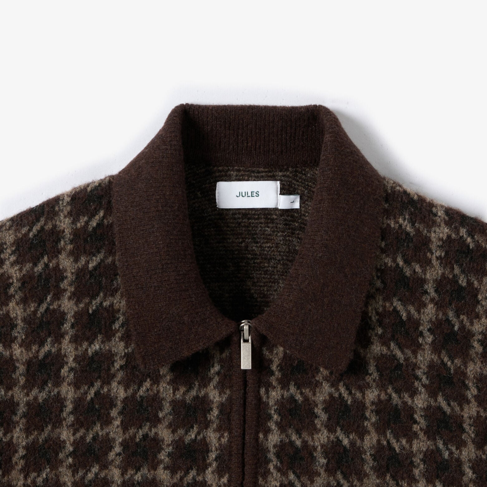 Gilet zipp&eacute; col chemise pied de poule