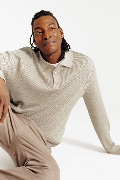 Polo en maille col boutonn&eacute; fantaisie