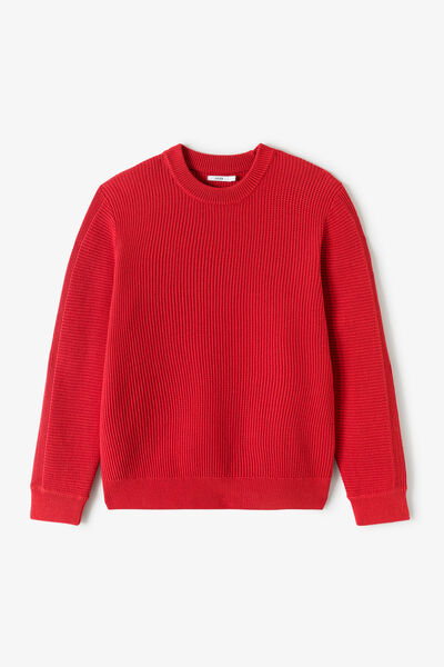 Pull col rond jeux de points fantaisie