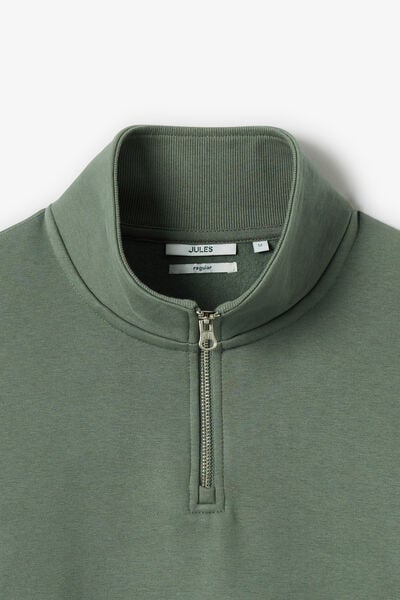 Sweat col montant zipp&eacute; molleton uni