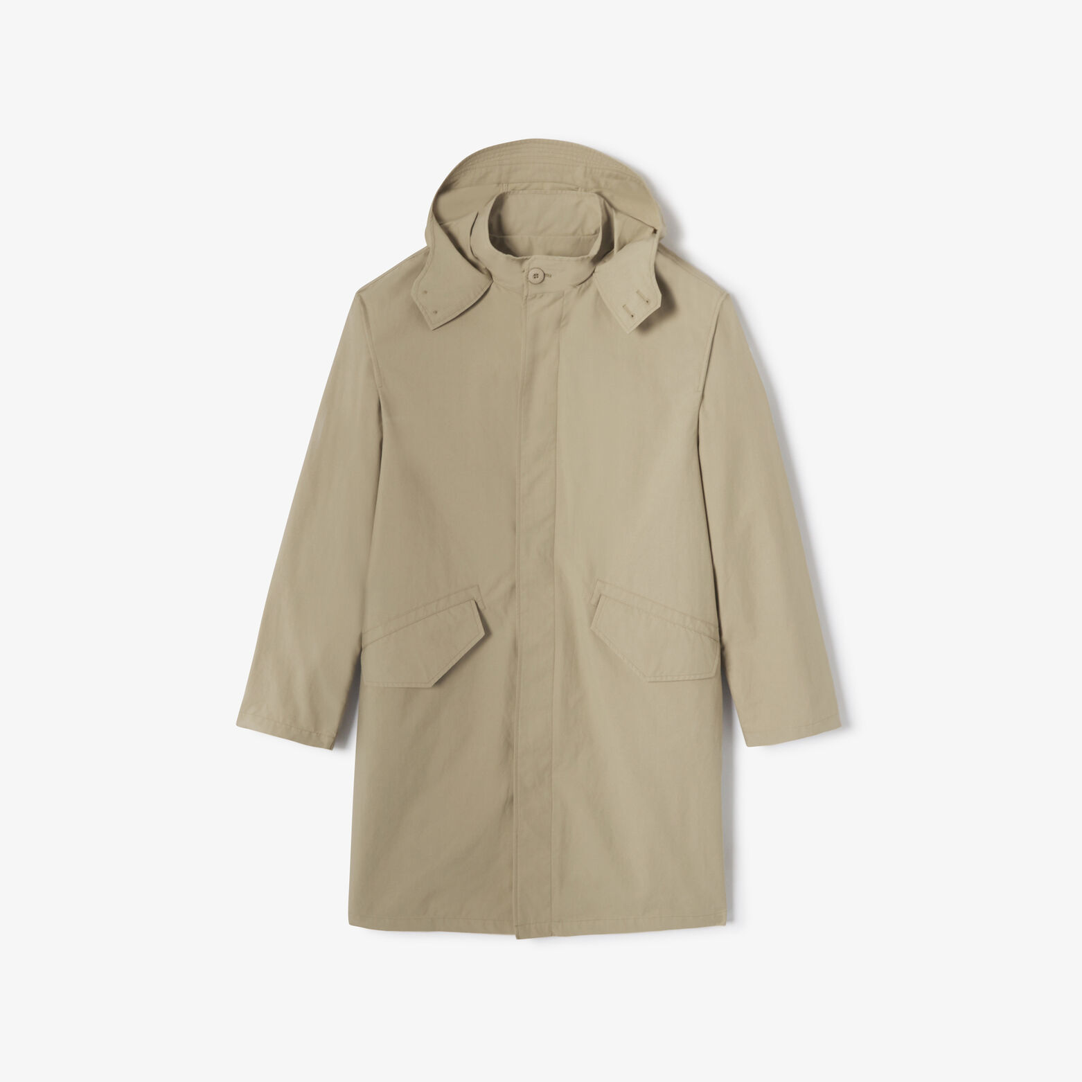Parka longue boutonnée à capuche