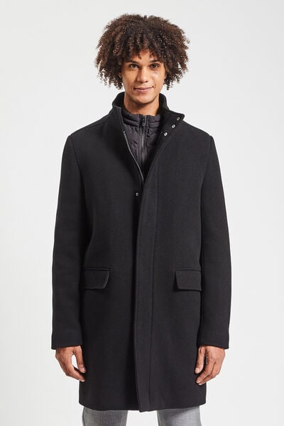 Manteau en laine col montant