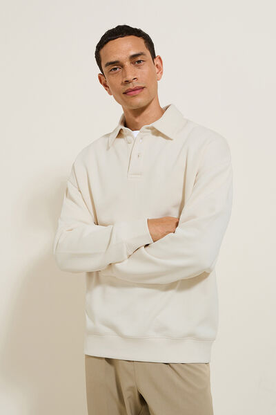 Relaxed effen sweater met polokraag