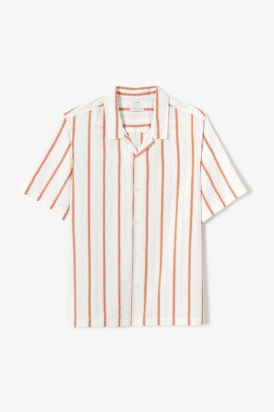 Chemisette en coton seersucker ray&eacute;e