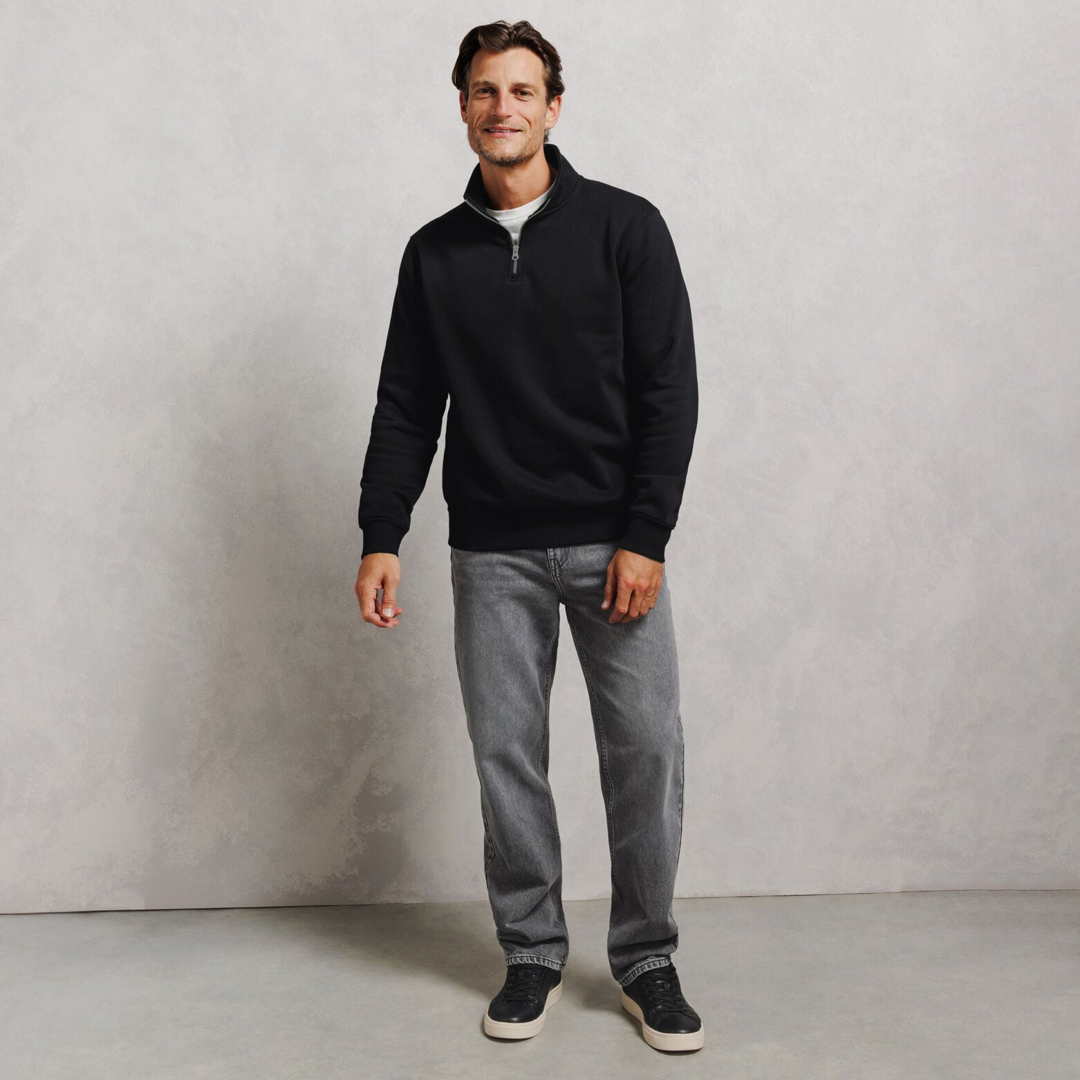 Effen sweater met ritskraag