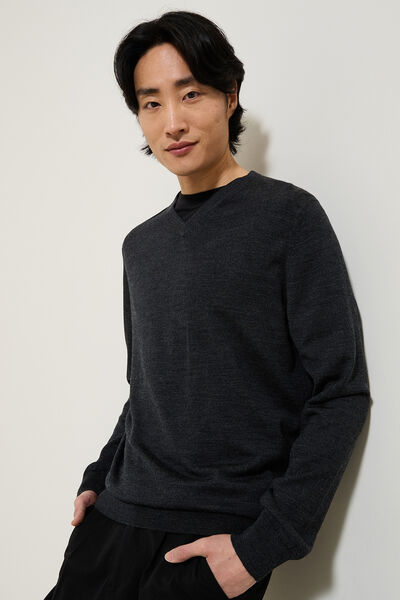 Trui met V-kraag in merinoswol