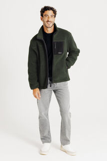 Veste zipp&eacute;e en sherpa contrast&eacute;e