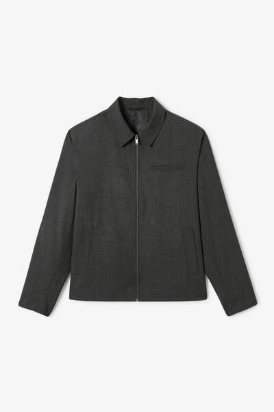 Veste zipp&eacute;e col chemise &agrave; carreaux