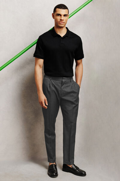 Pantalon chino tapered avec revers