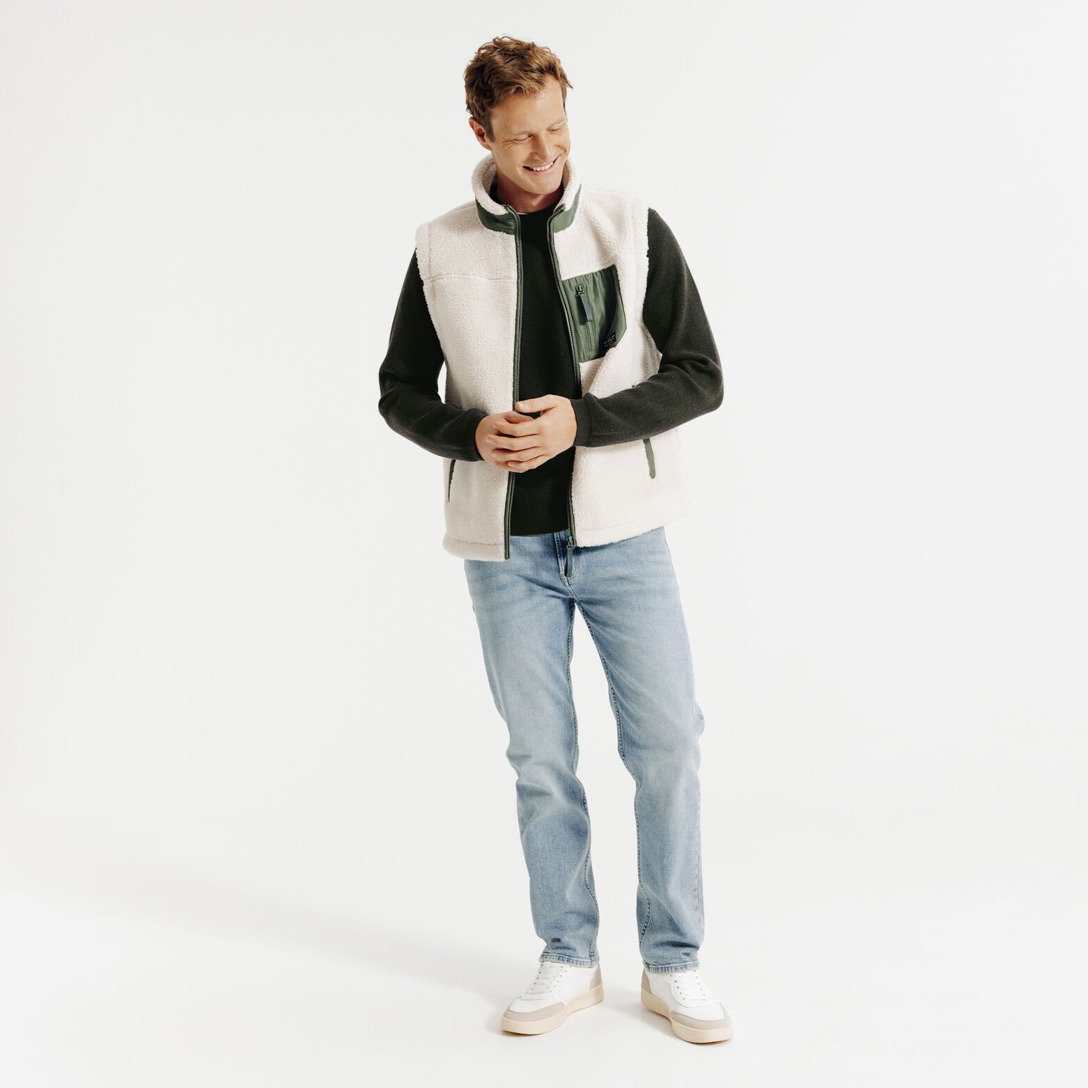 Trui ronde hals in fantasie-stekenpatroon