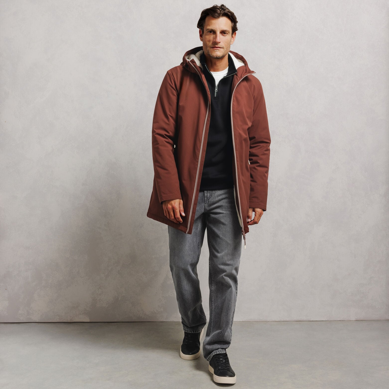 Effen sweater met ritskraag