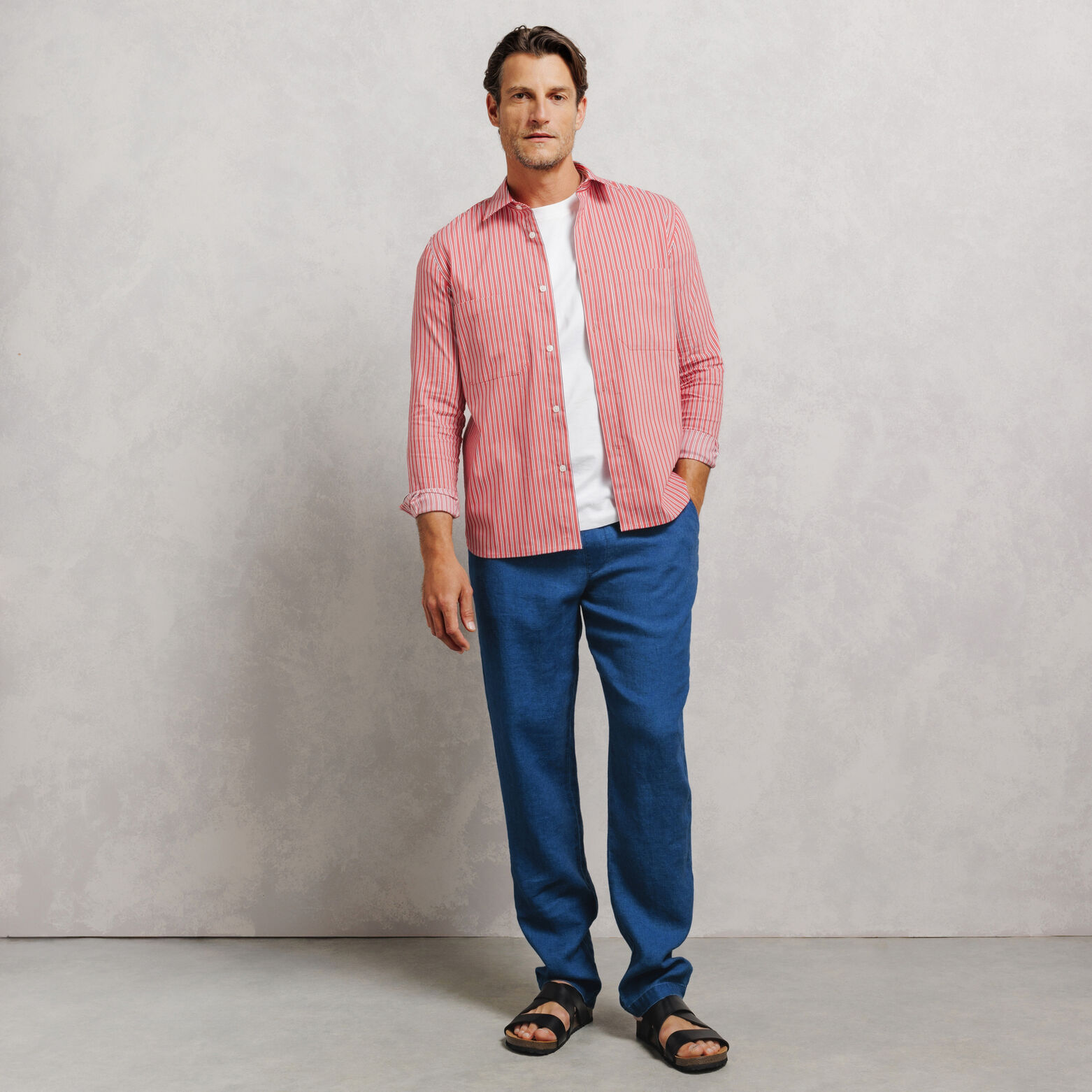 Pantalon tapered 100% lin
