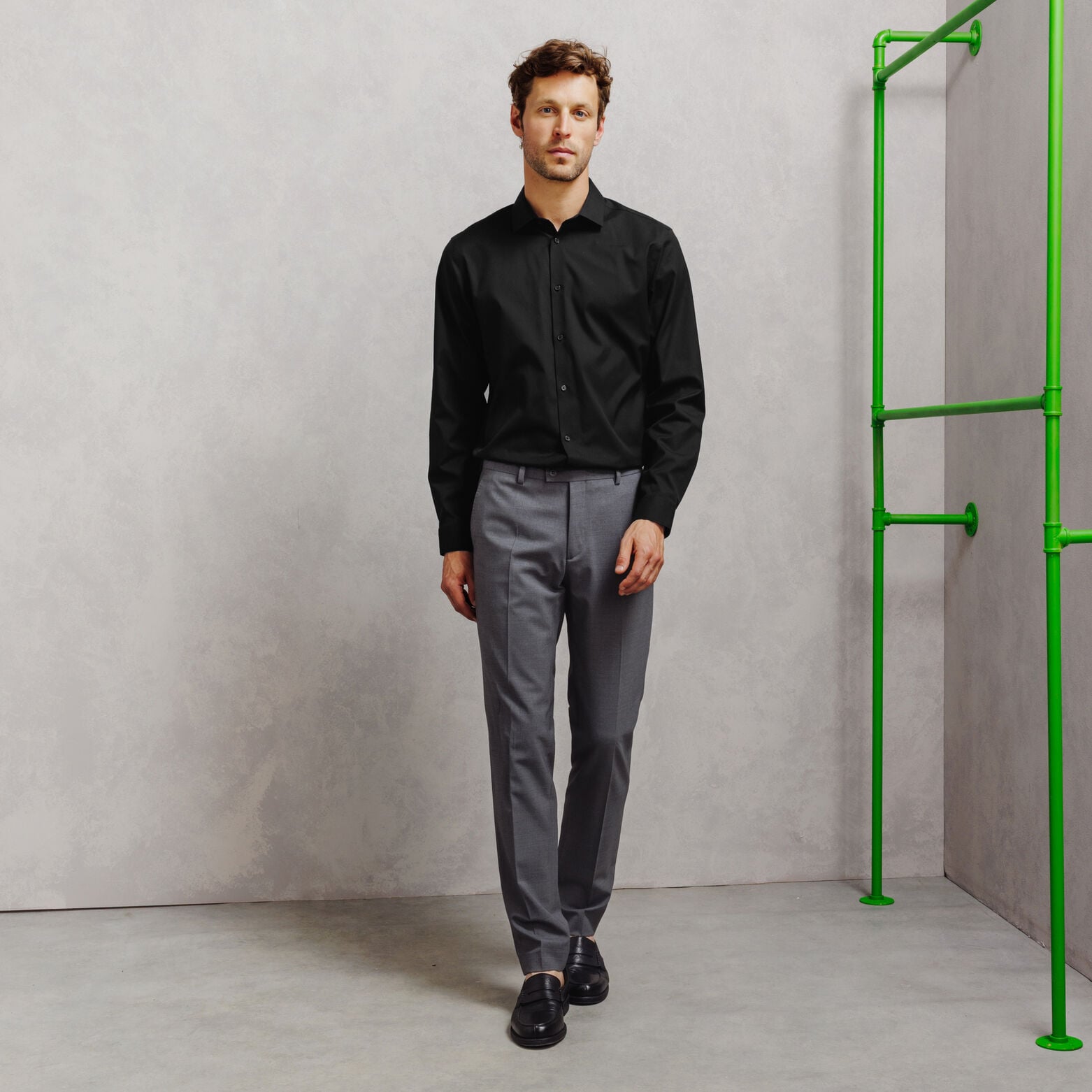 Chemise 100% coton slim sans repassage unie