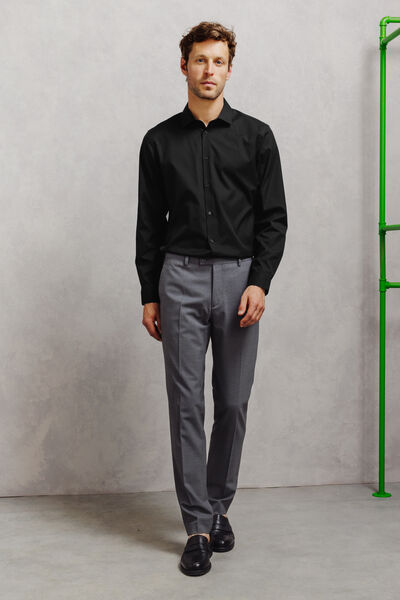 Chemise 100% coton slim sans repassage unie