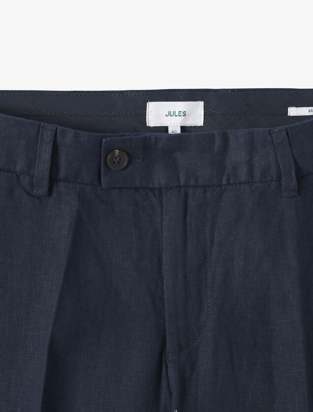 Straight fit chinobroek in 100% linnen
