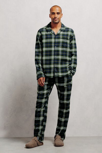 Ensemble pyjama chemise en flanelle &agrave; carreaux