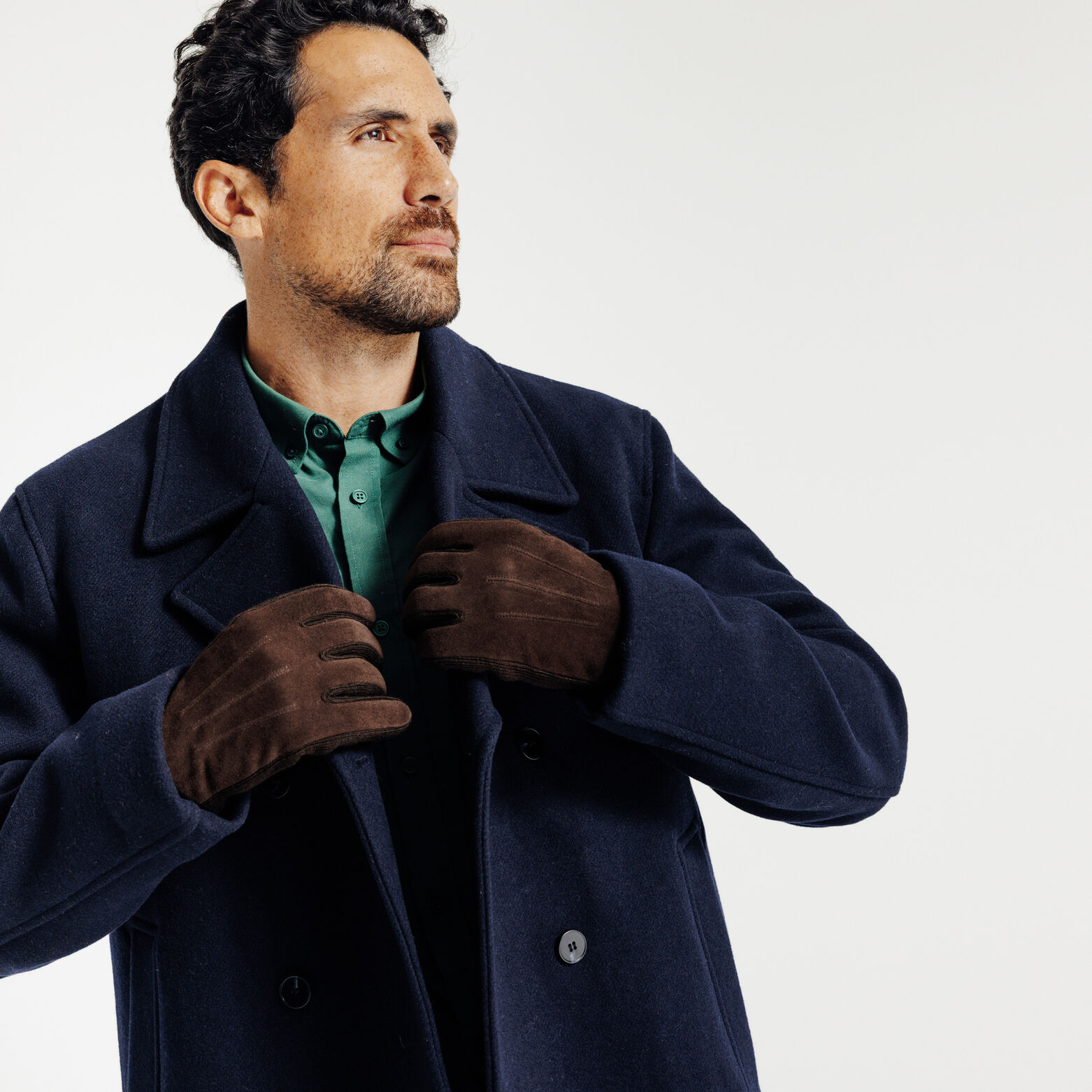 Gants en maille et suède