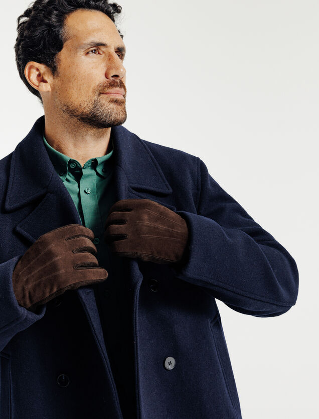 Gants en maille et su&egrave;de